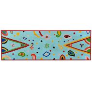 Конзолна маса, мангова дървесина масив, синя, ръчно рисувана