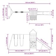 Комбинирано детско съоръжение, масивна дугласка дървесина