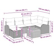 Градински Софа Комплект с възглавница 7 pcs Сив полиратан