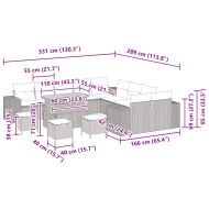 Градински Софа Комплект с възглавница 14 pcs Сив полиратан
