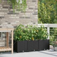 Градинска саксия 3 pcs Черен Пластмаса