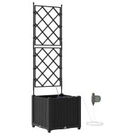 Градинска саксия Черно 40 x 40 x 142 cm Стомана