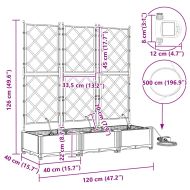 Градинска саксия 3 pcs Черно Стомана