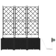 Градинска саксия 3 pcs Черен Пластмаса
