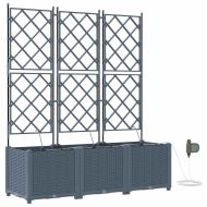 Градинска саксия 3 pcs Светло сиво Стомана