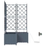 Градинска саксия 3 pcs Светло сиво Пластмаса