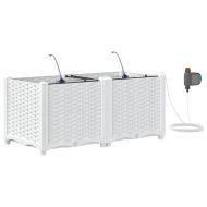 Градинска саксия 2 pcs Бяло Стомана