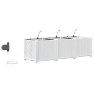 Градинска саксия 3 pcs Бял Пластмаса