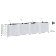 Градинска саксия 4 pcs Бяло Стомана