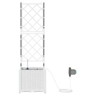 Градинска саксия Бяло 40 x 40 x 142 cm Стомана