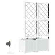 Градинска саксия 2 pcs Бяло Стомана