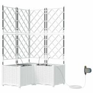 Градинска саксия 3 pcs Бяло Стомана