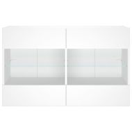 Стенен ТВ шкаф с LED осветление, бял, 98,5x30x60,5 см