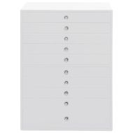 Кутия за бижута 10-слойна с държачи за часовници, бяла, 29x20,5x40,5 см