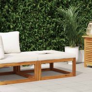 Табуретка, кремава възглавница, акациево дърво масив