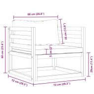 Градински стол с тъмносиви възглавници, акация масив