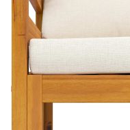 Градински стол с кремави възглавници, акациево дърво масив