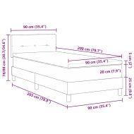 Легло с пружинирана основа Тъмен сив 90 x 200 cm текстил
