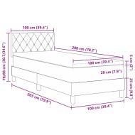Легло с пружинирана основа Тъмен сив 100 x 200 cm Кадифе