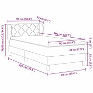 Легло с пружинирана основа Тъмен кафяв 90 x 200 cm текстил