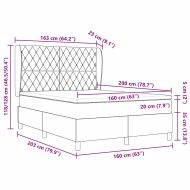 Легло с пружинирана основа Тъмен сив 200 x 160 см Кадифе
