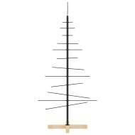 Метална коледна елха с дървена основа, черна, 120 см