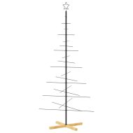 Метална коледна елха с дървена основа черна 180 см