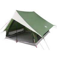Семейна палатка с покрив Зелен и бял 256 x 256 x 185 см