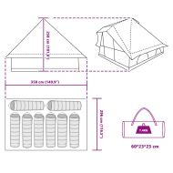 Палатка типи с покрив Зелен 358 x 296 x 258 см тафта