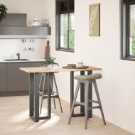 Крака за бар маса, Т-образни, 2 бр., антрацит, 40x35x(90-91) см, стомана