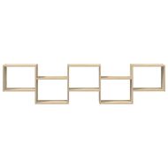 Стенен кубичен рафт, 5 отделения, дъб сонома, инженерно дърво