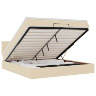 Османска легло с матрак и LED, кремаво, 160x200 см, плат