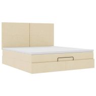 Османска легло с матрак, кремаво, 160x200 см, плат