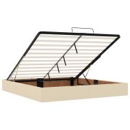 Османска легло с матрак, кремаво, 160x200 см, плат