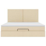 Османска легло с матрак и LED, кремаво, 160x200 см, плат