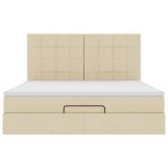 Османска легло с матрак и LED, кремаво, 160x200 см, плат