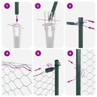Стълб за ограда. Зелен 100 x 0,6 м (25 мм мрежа) Стомана и PVC
