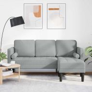 Комплект дивани с възглавница Светлосиво Полиестер