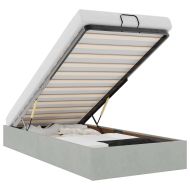 Османска рамка за легло без матрак, светлосива, 90x190см кадифе