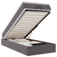 Османска легло с матрак, сиво, 90x190 см, изкуствена кожа