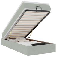 Османска легло с матрак, светлосиво, 90x190 см, кадифе