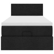 Османска легло с матрак, черно, 90x190 см, плат