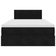 Османска легло с матрак и LED, черно, 120x190 см, кадифе