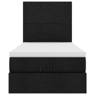 Османска легло с матрак, черно, 90x190 см, плат