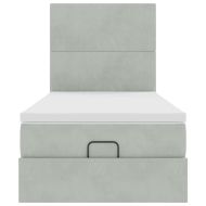 Османска легло с матраци, светлосиво, 90x190 см, кадифе