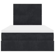 Османска легло с матраци, черно, 120x190 см, кадифе