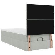 Османска легло с матраци, светлосиво, 90x190 см, кадифе