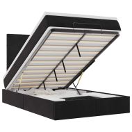 Османска легло с матраци и LED, черно, 120x190 см, кадифе