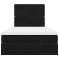 Османска легло с матраци и LED, черно, 120x190 см, кадифе