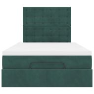 Османска легло с матраци и LED, тъмнозелено, 120x190 см, кадифе